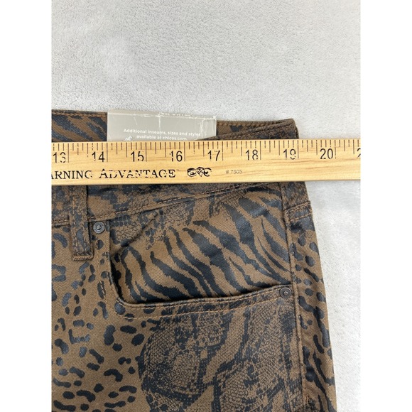 Chico's Jeggings Womens 3R Denim Brown Black Animal Print NWT - Picture 6 of 9